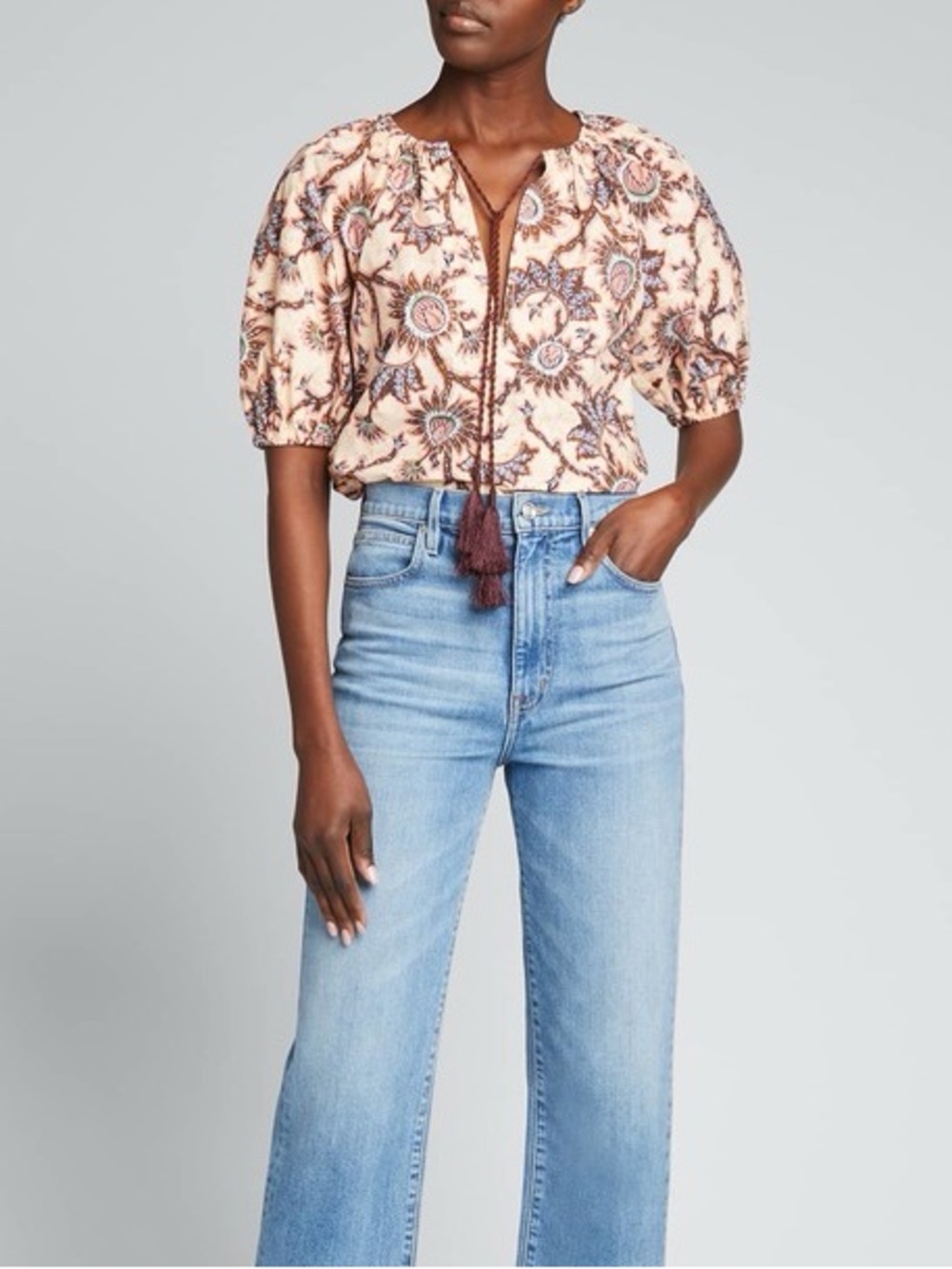 A.L.C. Elly Top in Cream Light Blue